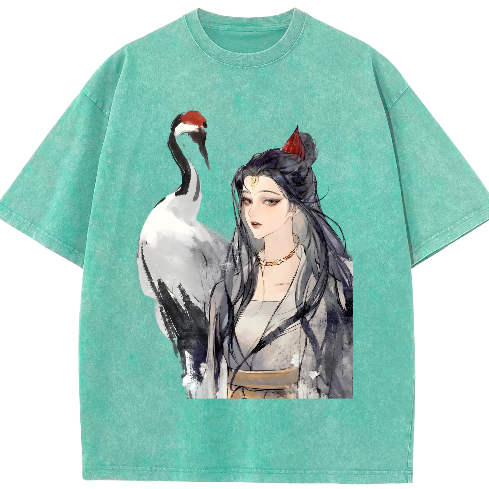 （画像用） Ne Zha 2 ナタ 魔童の大暴れ 綿100% ヴィンテージ風 半袖Tシャツ（フロントプリント）